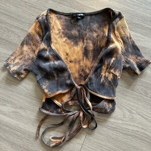 Fashion Nova Black and Brown Ribbed Top